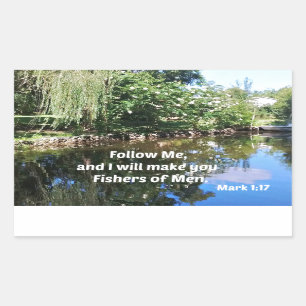 Sticker Rectangulaire Mark 1:17 Suivez-moi et je vous ferai pêcheurs de