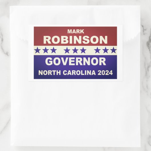 Sticker Rectangulaire Mark Robinson Gouverneur Caroline du Nord 2024 (Sac)