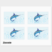 Sticker Rectangulaire Marlin Bleu Jaillissant de l'Océan (Feuille)