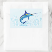 Sticker Rectangulaire Marlin Bleu Jaillissant de l'Océan (Sac)