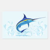 Sticker Rectangulaire Marlin Bleu Jaillissant de l'Océan (Devant)