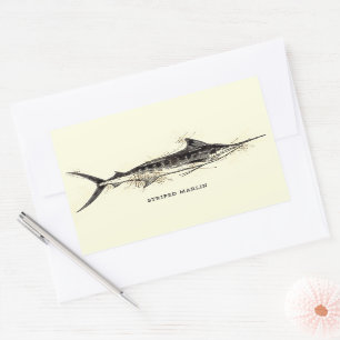 Sticker Rectangulaire Marlin rayé Vintage antiquité