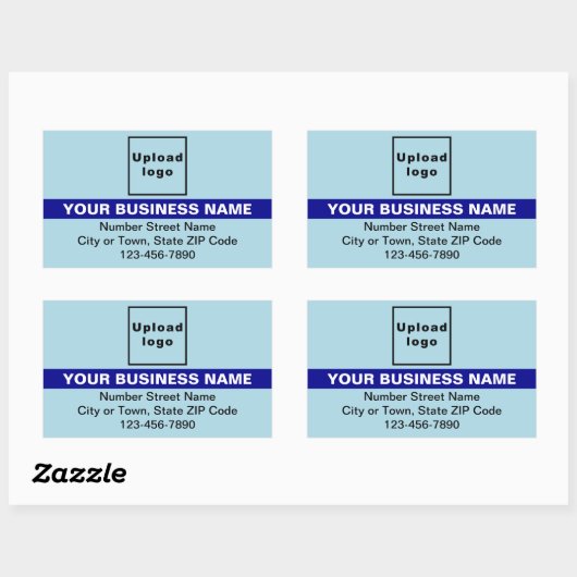 Sticker Rectangulaire Marque d'affaires avec surbrillance sur bleu clair (Feuille)