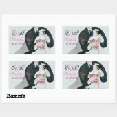 STICKER RECTANGULAIRE MARQUE ROMANTIQUE & GROOM ENREGISTRER LE MONOGRAM (Feuille)