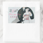STICKER RECTANGULAIRE MARQUE ROMANTIQUE & GROOM ENREGISTRER LE MONOGRAM (Sac)
