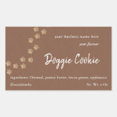Sticker Rectangulaire Marron rustique papier empreinte de patte de chien (Devant)