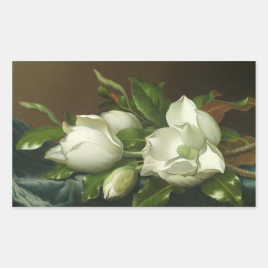 Sticker Rectangulaire Martin Johnson Heade - Magnolias sur le bleu clair (Devant)