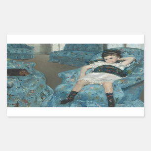Sticker Rectangulaire Mary Cassatt - Petite fille dans un fauteuil bleu