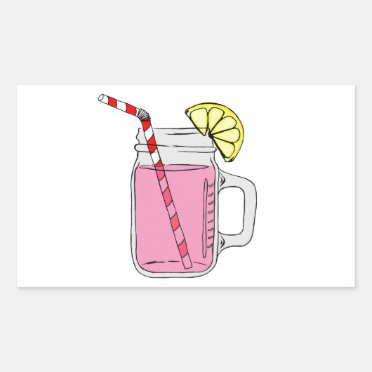 Sticker Rectangulaire Mason de citron rose (Devant)