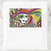 Sticker Rectangulaire Masque à plumes de Mardi Gras psychédélique (Sac)