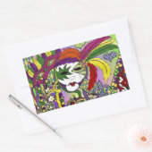 Sticker Rectangulaire Masque à plumes de Mardi Gras psychédélique (Enveloppe)