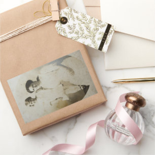 Sticker Rectangulaire Masque ovale Maman & Fille RPPC Renversé Photo BW