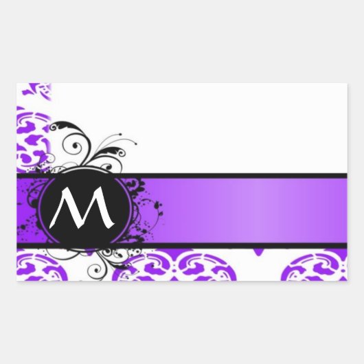 Sticker Rectangulaire Masque pourpre et monogramme (Devant)