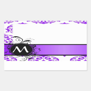 Sticker Rectangulaire Masque pourpre et monogramme