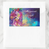 Sticker Rectangulaire MASQUERADE NUIT Carnaval Musicien en costume rose (Sac)