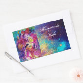 Sticker Rectangulaire MASQUERADE NUIT Carnaval Musicien en costume rose (Enveloppe)
