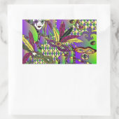 Sticker Rectangulaire Masques de plumes de mardi gras psychédélique (Sac)