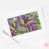 Sticker Rectangulaire Masques de plumes de mardi gras psychédélique (Enveloppe)