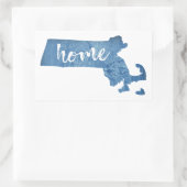 Sticker Rectangulaire Massachusetts Home Wood Grain (Sac)