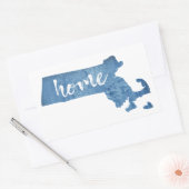 Sticker Rectangulaire Massachusetts Home Wood Grain (Enveloppe)