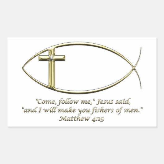 Sticker Rectangulaire Matthieu 4:19 (Devant)
