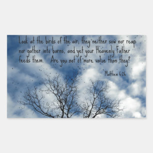 Sticker Rectangulaire Matthieu 6:26 Regardez les oiseaux de l'air...