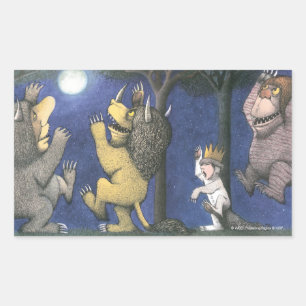 Sticker Rectangulaire Max et les créatures sauvages dansant au clair de
