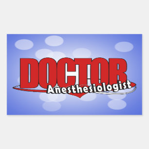 Sticker Rectangulaire MÉDECIN D'Anesthésiste GRAND LOGO ROUGE