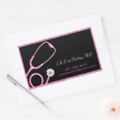 Sticker Rectangulaire Médecin moderne Parties scintillant rose Stethosco (Enveloppe)