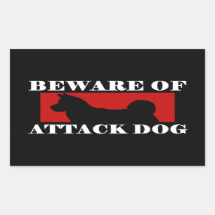 Sticker Rectangulaire Méfiez-vous du chien d'attaque - Akita