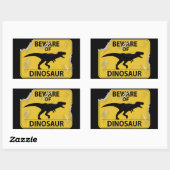 Sticker Rectangulaire Méfiez-vous du Dinosaur (endommagé) (Feuille)
