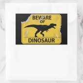 Sticker Rectangulaire Méfiez-vous du Dinosaur (endommagé) (Sac)