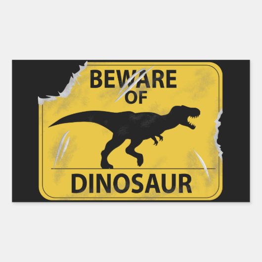 Sticker Rectangulaire Méfiez-vous du Dinosaur (endommagé) (Devant)