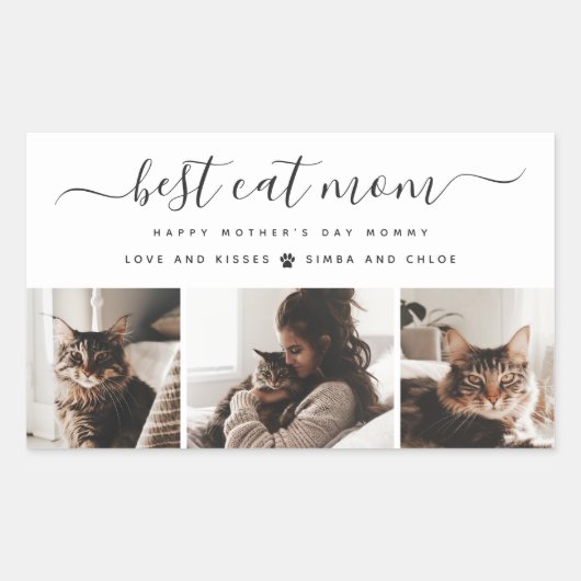Sticker Rectangulaire Meilleur Chat Maman : Custom Mother's Day Photo de (Devant)