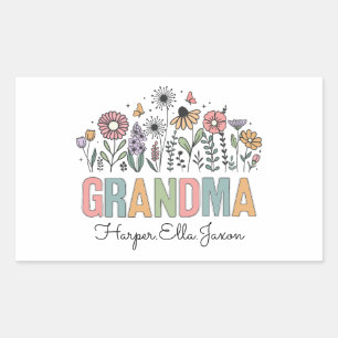 Sticker Rectangulaire Meilleure Grand-mère du Monde Joyeuse Fête des G