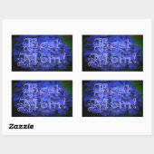 Sticker Rectangulaire Meilleure maman avec Arrière - plan de fleurs bleu (Feuille)