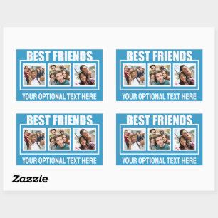 Sticker Rectangulaire Meilleurs amis photos personnalisées, texte et cou