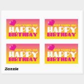 Sticker Rectangulaire Meilleurs voeux et JEUX Anniversaire ! mignon ! (Feuille)