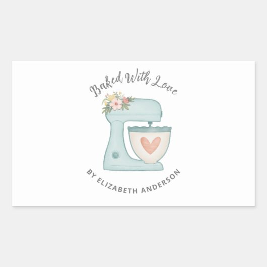 Sticker Rectangulaire Mélange De Gâteau Cuisiné Avec Baguette Rectangula (Devant)