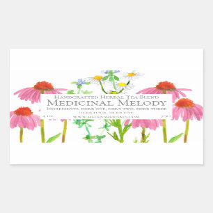 Sticker Rectangulaire Mélange de thé à base de plantes médicinales Étiqu