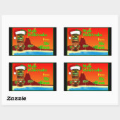 Sticker Rectangulaire Mele Kalikimaka de Tiki Claus (Feuille)