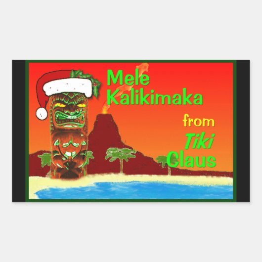 Sticker Rectangulaire Mele Kalikimaka de Tiki Claus (Devant)