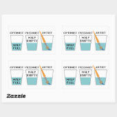 Sticker Rectangulaire Mème de verre à moitié plein amusant (Feuille)