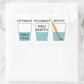Sticker Rectangulaire Mème de verre à moitié plein amusant (Sac)