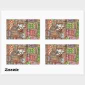 Sticker Rectangulaire Meow au marché (Feuille)