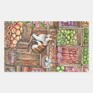 Sticker Rectangulaire Meow au marché