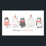Sticker Rectangulaire Meowy Christmas Cats<br><div class="desc">Purrrrr-fect pour les amateurs de petits ! Adorable petite culotte enveloppée de lumières de Noël. Le texte dit "Meowy Christmas".</div>