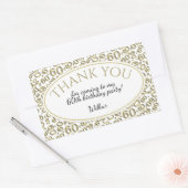 Sticker Rectangulaire Merci - 60e Motif numérique Or et blanc (Enveloppe)