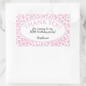 Sticker Rectangulaire Merci - 80e nombre Motif rose et blanc (Sac)