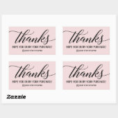 Sticker Rectangulaire Merci à Black Modern Script Merci rose (Feuille)
